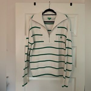 Green & White Striped Rugby Sweater